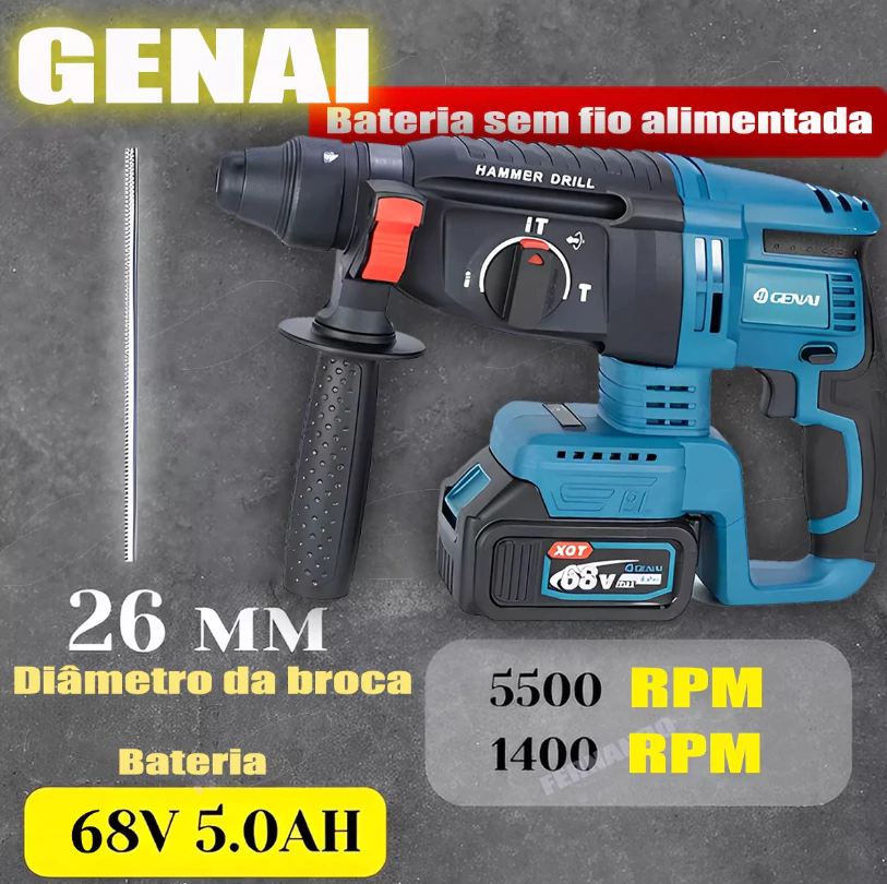 Kit Furadeira 4 em 1 GENAI 68V